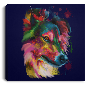 Hand Painted Sheltie Square Canvas .75in Frame