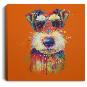 Hand Painted Schnauzer Square Canvas .75in Frame