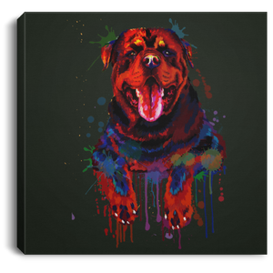 Hand Painted Rottweiler Square Canvas .75in Frame