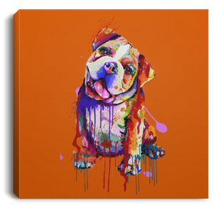 Hand Painted Bull Dog Square Canvas .75in Frame