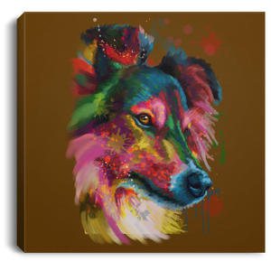 Hand Painted Sheltie Square Canvas .75in Frame