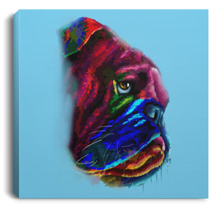 Hand Painted Bull Dog Square Canvas .75in Frame