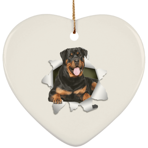 ROTTWEILER 3D Ceramic Heart Ornament