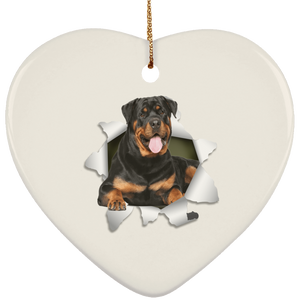 ROTTWEILER 3D Ceramic Heart Ornament