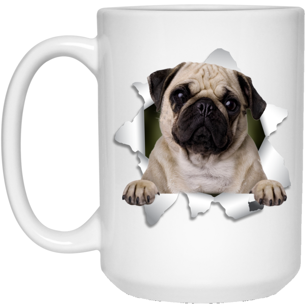 PUG 3D 15 oz. White Mug