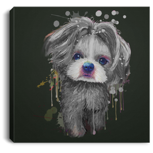 Hand Painted Shih Tzu Square Canvas .75in Frame