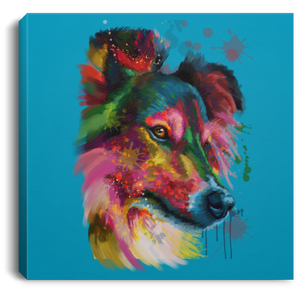 Hand Painted Sheltie Square Canvas .75in Frame