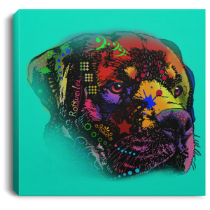 Hand Painted Rottweiler Square Canvas .75in Frame