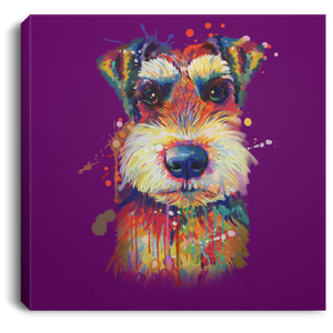 Hand Painted Schnauzer Square Canvas .75in Frame