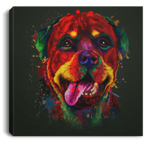 Hand Painted Rottweiler Square Canvas .75in Frame