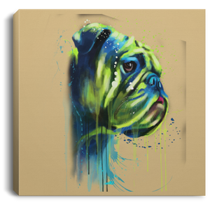 Hand Painted Bull Dog Square Canvas .75in Frame