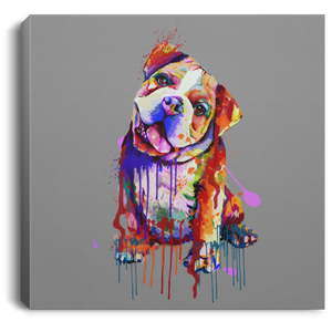 Hand Painted Bull Dog Square Canvas .75in Frame