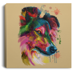 Hand Painted Sheltie Square Canvas .75in Frame