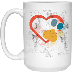 LOVE HEART PAW PRINT FOOT 15 oz. White Mug