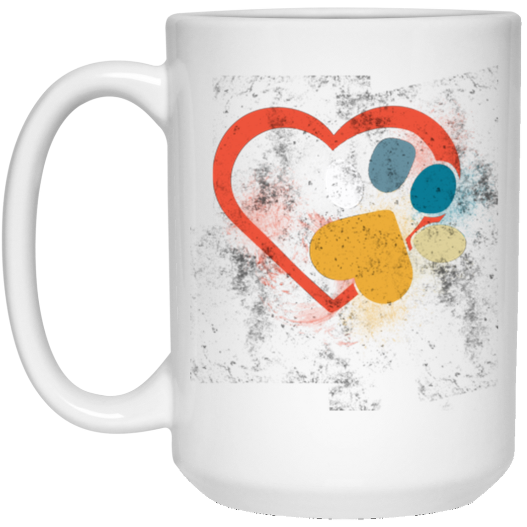 LOVE HEART PAW PRINT FOOT 15 oz. White Mug