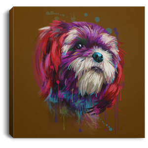 Hand Painted Shih Tzu Square Canvas .75in Frame