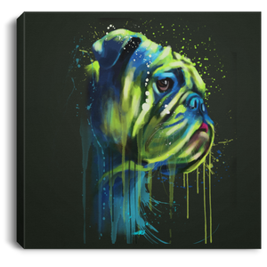 Hand Painted Bull Dog Square Canvas .75in Frame