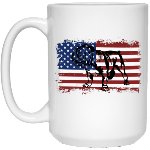 VINTAGE ENGLISH BULLDOG AMERICAN FLAG 15 oz. White Mug