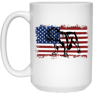 VINTAGE ENGLISH BULLDOG AMERICAN FLAG 15 oz. White Mug