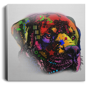 Hand Painted Rottweiler Square Canvas .75in Frame