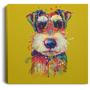 Hand Painted Schnauzer Square Canvas .75in Frame
