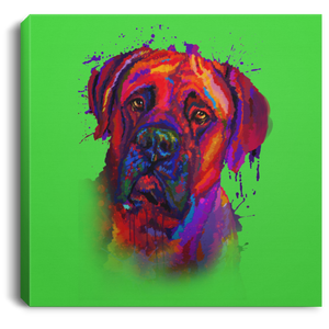 Hand Painted Bullmastiff Square Canvas .75in Frame