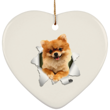 Load image into Gallery viewer, POMERANIAN 3D Ceramic Heart Ornament