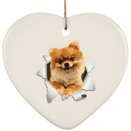 POMERANIAN 3D Ceramic Heart Ornament