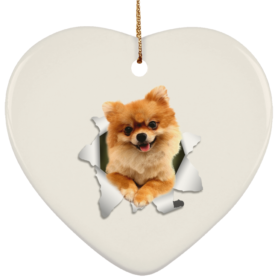 POMERANIAN 3D Ceramic Heart Ornament