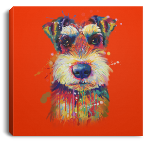 Hand Painted Schnauzer Square Canvas .75in Frame
