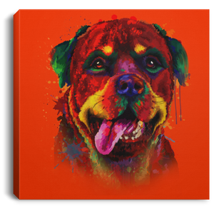Hand Painted Rottweiler Square Canvas .75in Frame