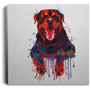Hand Painted Rottweiler Square Canvas .75in Frame