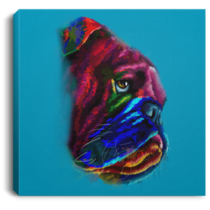 Hand Painted Bull Dog Square Canvas .75in Frame