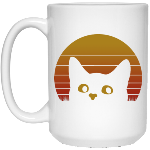 VINTAGE EIGHTIES STYLE CAT 15 oz. White Mug