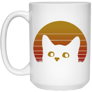 VINTAGE EIGHTIES STYLE CAT 15 oz. White Mug