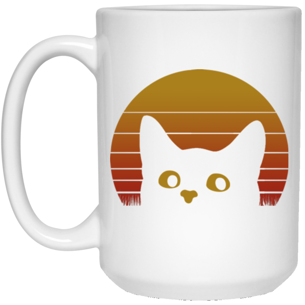 VINTAGE EIGHTIES STYLE CAT 15 oz. White Mug