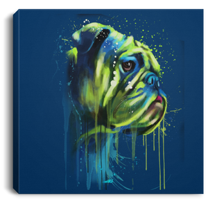 Hand Painted Bull Dog Square Canvas .75in Frame