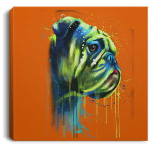 Hand Painted Bull Dog Square Canvas .75in Frame