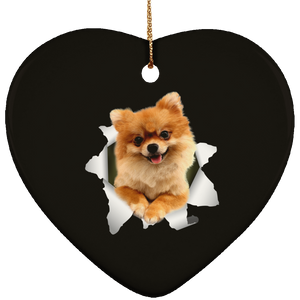 POMERANIAN 3D Ceramic Heart Ornament