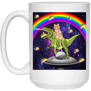 TACO KITY RIDING T-REX LASER EYE 15 oz. White Mug