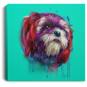 Hand Painted Shih Tzu Square Canvas .75in Frame