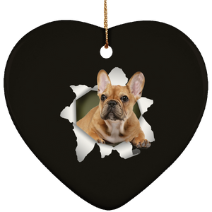 FRENCH BULLDOG 3D Ceramic Heart Ornament