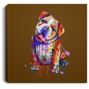 Hand Painted Bull Dog Square Canvas .75in Frame