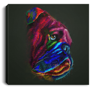 Hand Painted Bull Dog Square Canvas .75in Frame