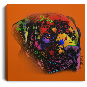 Hand Painted Rottweiler Square Canvas .75in Frame