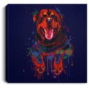 Hand Painted Rottweiler Square Canvas .75in Frame