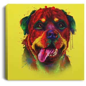 Hand Painted Rottweiler Square Canvas .75in Frame