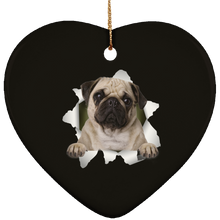 Load image into Gallery viewer, PUG 3D Ceramic Heart Ornament