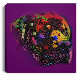 Hand Painted Rottweiler Square Canvas .75in Frame