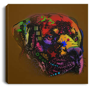 Hand Painted Rottweiler Square Canvas .75in Frame
